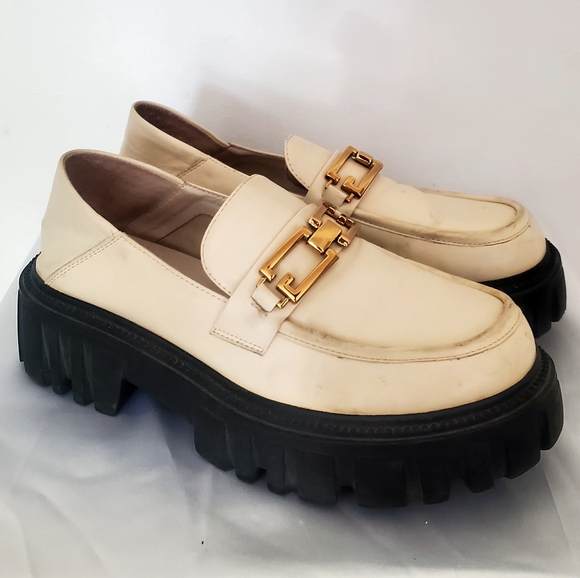 Chunky loafers with beige gold hardware women 8 - Picture 1 of 7